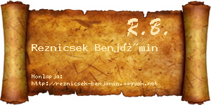 Reznicsek Benjámin névjegykártya