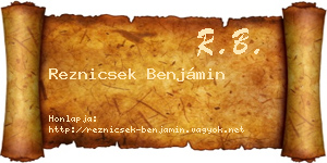 Reznicsek Benjámin névjegykártya